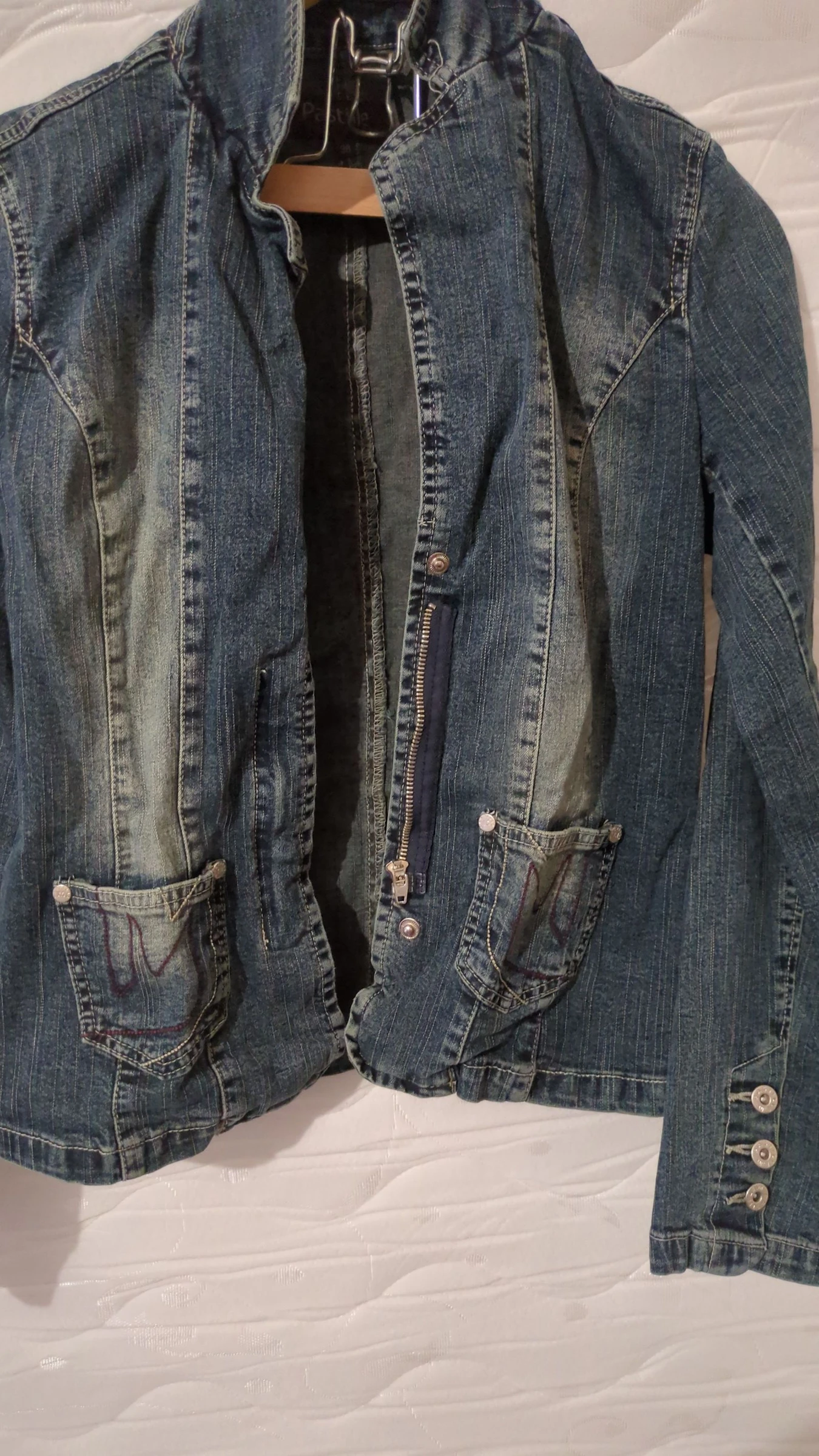 Jaqueta jeans feminina tamanho 38 Pastille menta – photo 2